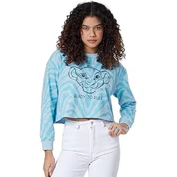 the souled store |Official The Lion King: Ready to Rule Women and Girl Sweatshirts|Full Sleeve| Loose fit Graphic Printed| 60% Cotton 40% Polyester White and Blue Color Women Oversized Sweatshirts-picture-18