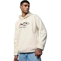the souled store Peanuts: Superhero Men and Boys Full Sleeves Hooded Neck Off White Embroidered Polyester Drop Shoulder Streetwear Winter Ready Casual Oversized Hoodie-picture-25