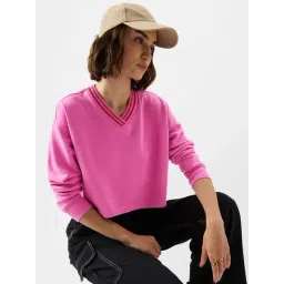 The Souled Store Pink Cotton Crop Sweatshirt-picture-36