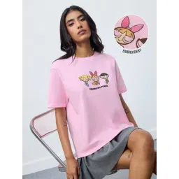 The Souled Store Pink Cotton Embroidered T-Shirt-picture-39