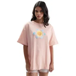 The Souled Store Pink Cotton Graphic Print T-Shirt-picture-27