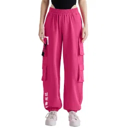 The Souled Store Pink Cotton Printed Joggers-picture-33