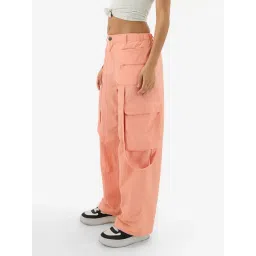 The Souled Store Pink Cotton Relaxed Fit Cargo Pants image 3