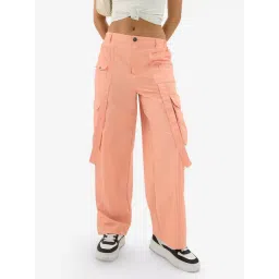 The Souled Store Pink Cotton Relaxed Fit Cargo Pants image 1
