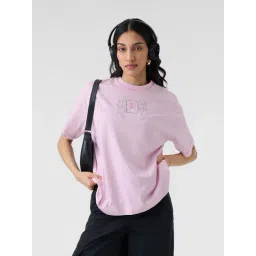 The Souled Store Pink Loose Fit TSS Originals Angel Card Oversized T Shirt-picture-41