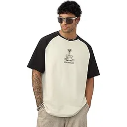 the souled store Pixar: Wall-E Men and Boys Short Sleeves Round Neck Off White and Brown Graphic Printed Casual Streetwear Lightweight Cotton Oversized T-Shirt-picture-34