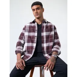 The Souled Store Plaid Shirt: Russet Men Relaxed Shirts-picture-42
