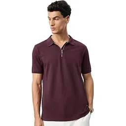 the souled store Popcorn: Maroon Men and Boys Short Sleeves Collared Neck Textured Knit Regular Fit Lightweight Breathable All-Season Cotton Polos-picture-55
