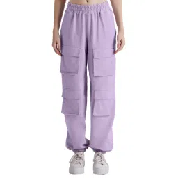 The Souled Store Purple Cotton Cargo Joggers-picture-39