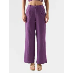 The Souled Store Purple Cotton Flared Pants-picture-42