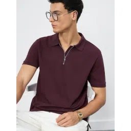 The Souled Store Purple Regular Fit Solid Polo T-Shirt-picture-31