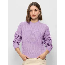 The Souled Store Purple Self Pattern Sweater-picture-24