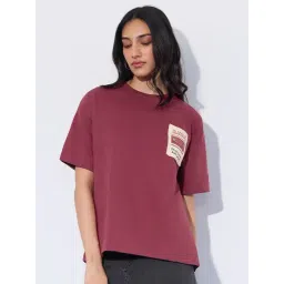 The Souled Store Red Cotton Loose Fit Printed T-Shirt-picture-25