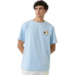 the souled store Relaxed T-Shirt: Work Life Balance Men and Boys Short Sleeves Round Neck Blue Graphic Printed Regular Fit Cotton T-Shirts-picture-16