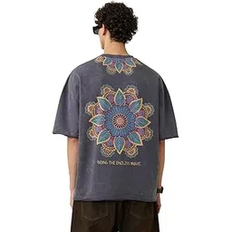 the souled store Samsara Men and Boys Short Sleeves Round Neck Grey Graphic Printed Cotton Super Oversized T-Shirts-picture-50