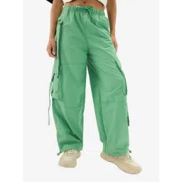 The Souled Store Sea Green Cotton Relaxed Fit Cargo Pants-picture-22