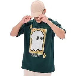 the souled store Soul Spirit Men and Boys Short Sleeves Round Neck Green Puff Printed Cotton Oversized T-Shirts-picture-54