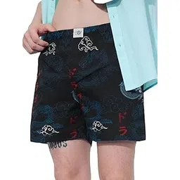 the souled store Souled Boxers: Dragon Men and Boys Pull On Black All Over Printed Regular Fit Cotton Boxer Shorts-picture-33