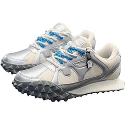 the souled store Souled: Chrome Women and Girls Low Top Sneakers | Metallic Silver & White Trainer with Engineered Mesh, TPR Outsole & Cushioned Insole-picture-33