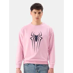The Souled Store Spider-Man: Spidey Sigil Pink Loose Fit Oversized Sweatshirt-picture-10