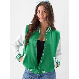 The Souled Store Stand Collar Lightweight Pure Cotton Bomber Jacket-picture-33