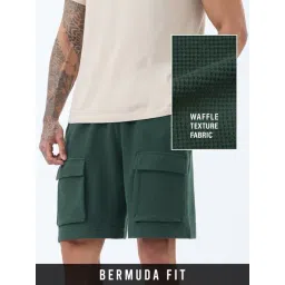 The Souled Store Textured Shorts: Mossgrid Men Cargo Shorts-picture-35