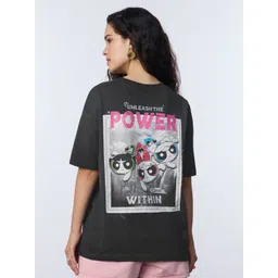 The Souled Store The Powerpuff Girls Oversized Power Printed Pure Cotton T-Shirt-picture-15