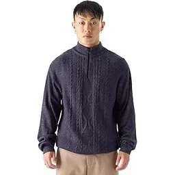 the souled store The Souled StoreSolids: Berry BlueOversized Pullovers-picture-52