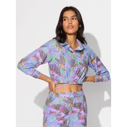 The Souled Store Tropical Printed Shirt Style Crop Top-picture-35