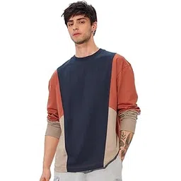 the souled store True Navy Men and Boys Round Neck Multicolor Color Blocked Cotton Oversized Full Sleeve T-Shirts-picture-34