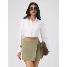 The Souled Store Twill Skort Hunter Green Women Skort-picture-25