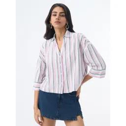 The Souled Store White Cotton Linen Linette Women Oversized Shirt-picture-26