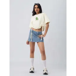 The Souled Store White Cotton Loose Fit Embroidered T-Shirt-picture-30