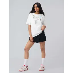 The Souled Store White Cotton Loose Fit Printed T-Shirt-picture-21