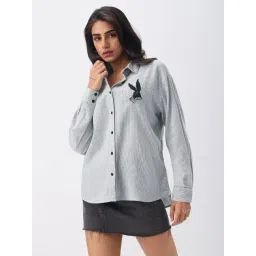 The Souled Store White Looney Tunes Trippy Folks Women Boyfriend Shirt-picture-18