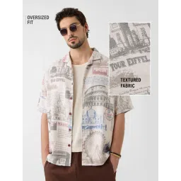 The Souled Store White Loose Fit Printed Shirt image 3