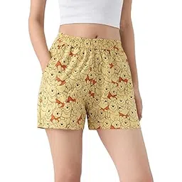 the souled store Winnie The Pooh: Bear-y Good Women and Girls Yellow All Over Printed Regular Fit Above The Knee Length Cotton Boxer Shorts-picture-44