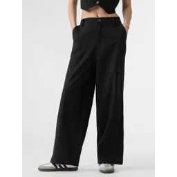 The Souled Store Women Black Cotton Linen Pants-picture-35