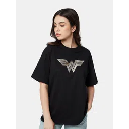 The Souled Store Women Black Typography Printed Oversized T-shirt-picture-31