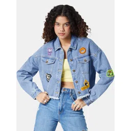 The Souled Store Women Blue Cartoon Network Stuck In 90's Denim Jacket-picture-30