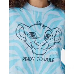 The Souled Store Women Blue Printed Oversized Sweatshirt image 2