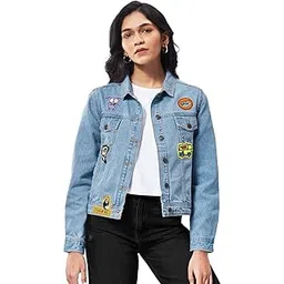 the souled store Women Cartoon Network: Stuck in 90's Blue Printed Denim Jackets-picture-37