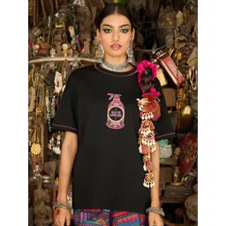 The Souled Store Women Graphic Printed Round Neck Pure Cotton Oversized T-shirt-picture-40