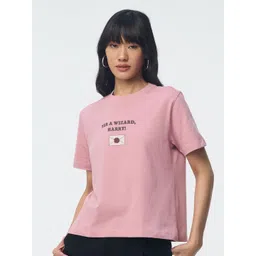 The Souled Store Women Harry Potter Typography Printed Pure Cotton Relaxed Fit T-shirt-picture-13