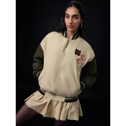 The Souled Store Women Lightweight Varsity Jacket with Patchwork-picture-29