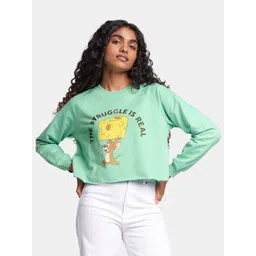 The Souled Store Women Tom & Jerry Cheesy Jerry Oversized Sweatshirt-picture-17