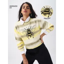 The Souled Store Yellow Ombre Just Bee Women Cropped Sweater-picture-16