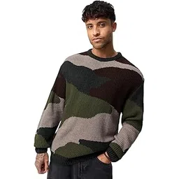 Urban Road Men and Boys Full Sleeves Round Neck Green Printed Acrylic Oversized Fit Casual Lightweight Drop Shoulder Streetwear Trendy Winter Pullover Sweater-image-40