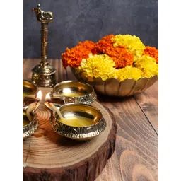 The Spiritual Living 4Pcs Beige Textured Diyas-picture-36