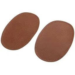 THE STYLE SUTRA 5xPair of PU Leather Oval Sew on Elbow Knee Patches Coffee-image-4